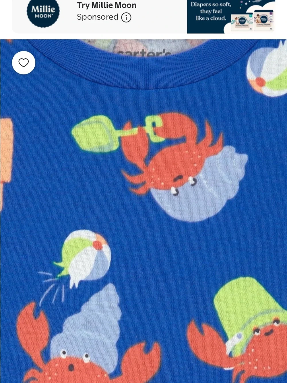 Carter's child of mine - Blue Crab & Sandcastle Short Sleeve Pajama Set Size: 2T